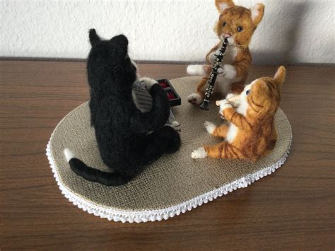 Cats Cat Musicians Felted Cats Playing Musical Instruments Etsy
