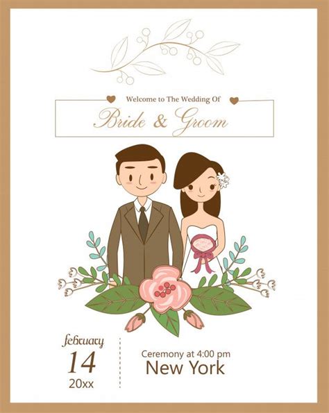 Premium Vector Cute Wedding Couple For Wedding Invitations Card