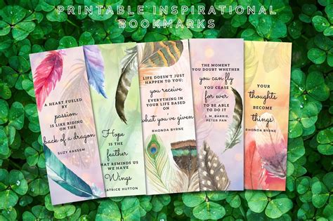 Feather Watercolor Bookmark Set Boho Feather Bookmark Etsy