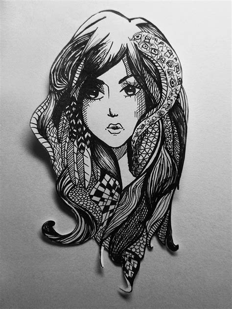 Art Black And White Doodle Drawing Feather Zentangle