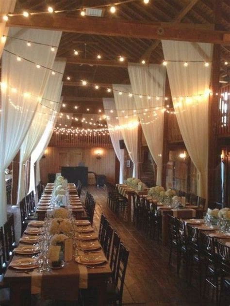 Barn Country Wedding Reception Ideas With White Draping
