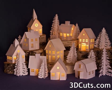 Tea Light Village Marji Roy 3d Cutting Files In Svg