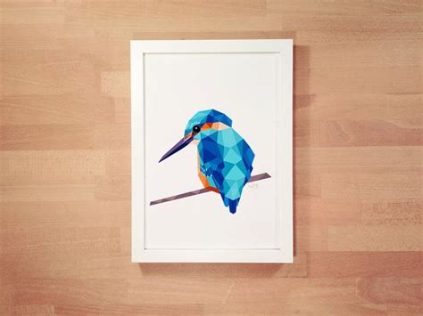 Kingfisher Print Geometric Print Minimalist By Tinykiwiprints Oiseau