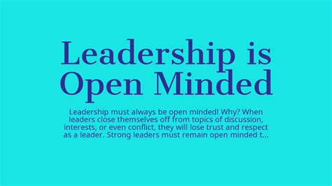 Leadership Is Open Minded Youtube