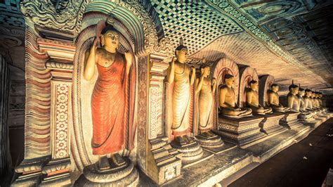 Cave Temples Of Dambulla Elevated Above The Spectacular