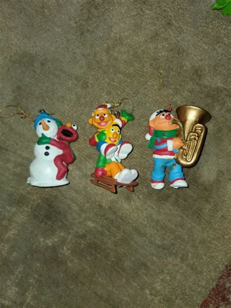 Vintage Sesame Street Christmas Ornaments Jim Henson Productions Set Of