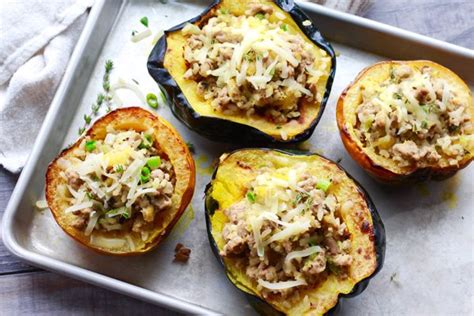 Stuffed Acorn Squash With Brown Rice And Ground Turkey Betsy S