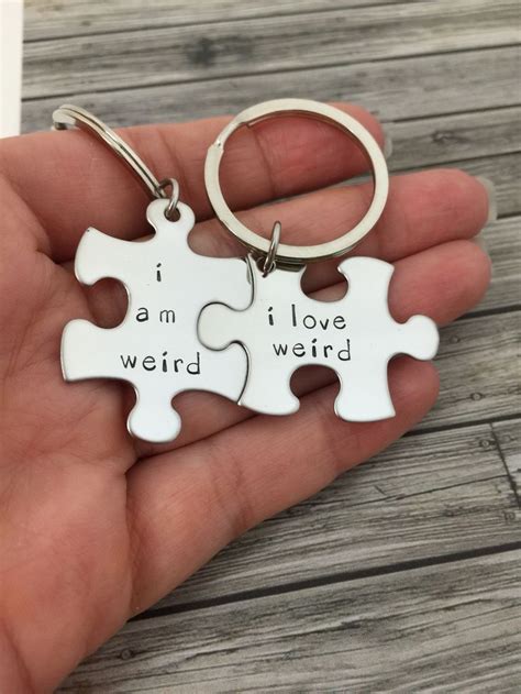 I Am Weird I Love Weird Couples Keychains Couples Gift Ideas Puzzle