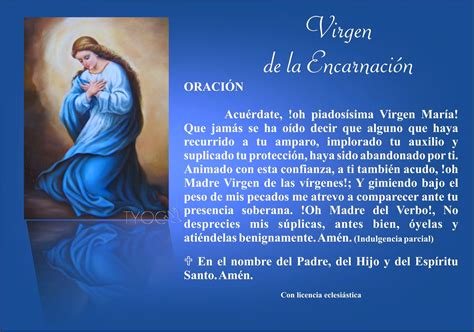 Tarjetas Y Oraciones Catolicas Virgen De La EncarnaciÓn
