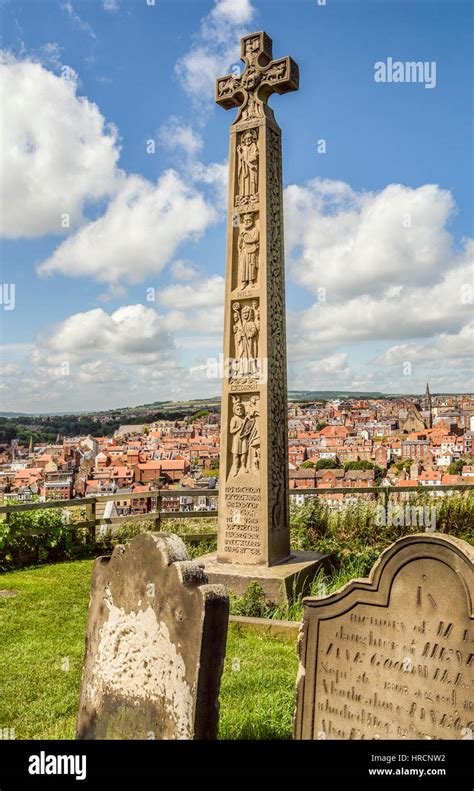 Celtic Cross At The Graveyard Of Whitby Abbey Whitby North Yorkshire