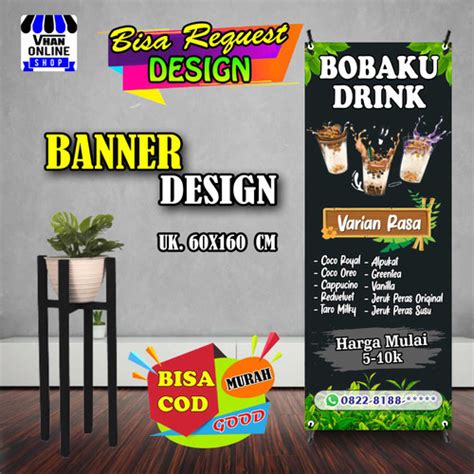 Jual Spanduk Banner Minuman Boba Minuman Viral Bubble Tea Model Berdiri Kab Sumedang Vhan