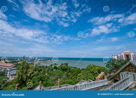 High Angle View Sea And Blue Sky Chon Buri Thailand Stock Image