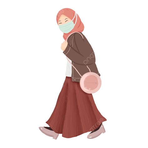 Stroll Hd Transparent Cute Muslimah Strolling Around Illustration