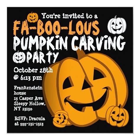 Pumpkin Carving Halloween Party Invitation In 2020
