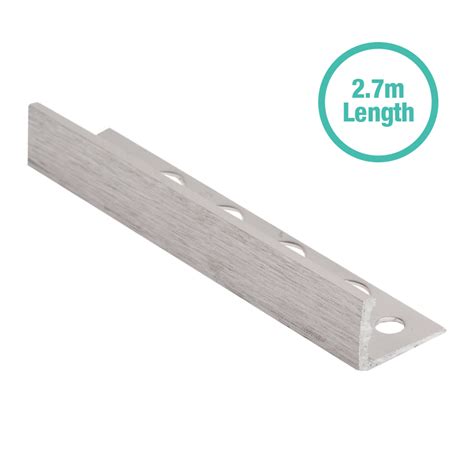 Custom building products brushed antique bronze anodized 3/8 in. Genesis Brushed Chrome Straight Edge Tile Trim ESA 2.7m ...