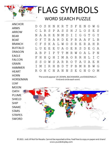Flag Symbols Word Search Puzzle Puzzles To Play