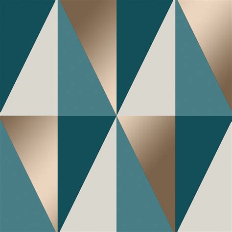 Horden Geometric Triangle Wallpaper Teal Emerald Gold Wallpaper From