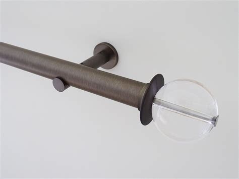 30mm Dia Brushed Bronze Curtain Pole Set With Acrylic Ball Finials