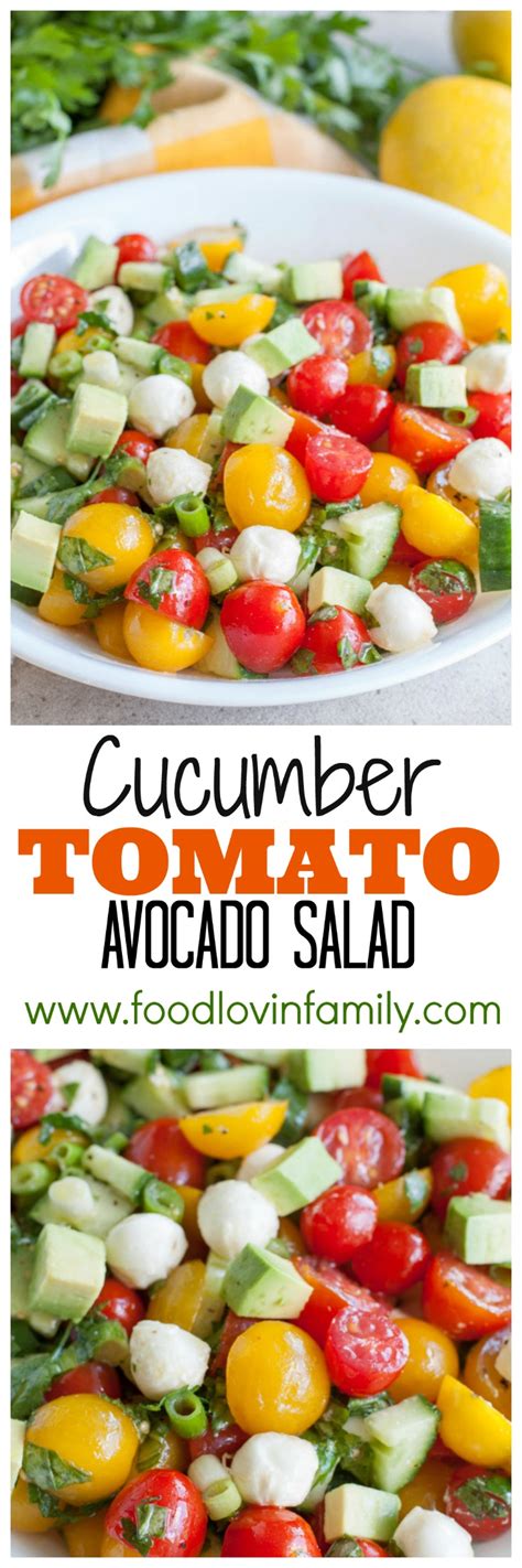 The perfect side dish with anything you're grilling, or double the portion as a main dish. Cucumber Tomato Avocado Salad - Food Lovin Family