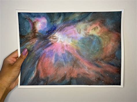 Orion Nebula Watercolour Painting Galaxy Watercolour Etsy