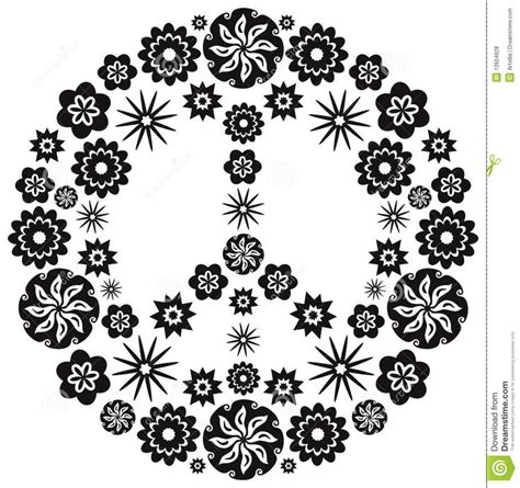 Peace And Love Symbol Made Of Flowers Vector Illustration Stock Vector