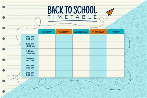 Download Flat Back To School Timetable For Free In 2020 School
