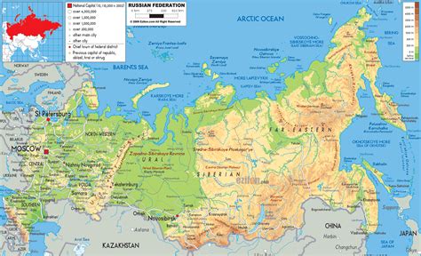 Physical Map Of Russia Ezilon Maps
