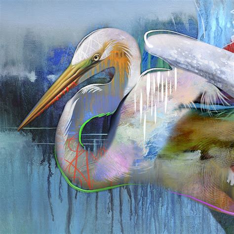 Blue Mangrove Egret Abstract Bird Fine Art Print Free Shipping