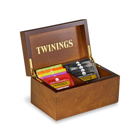 Twinings Deluxe Wooden Tea Box 2 Compartment Filled