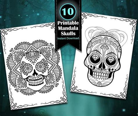 Rachel Mintz 10 Sugar Skulls Coloring Sheets Day Of The Dead Mexican
