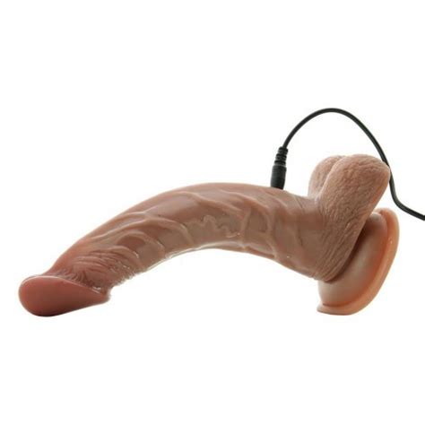 Natural Realskin Curved Shaft Vibrating Hot Cock Brown Sex Toys Adult Novelties Adult