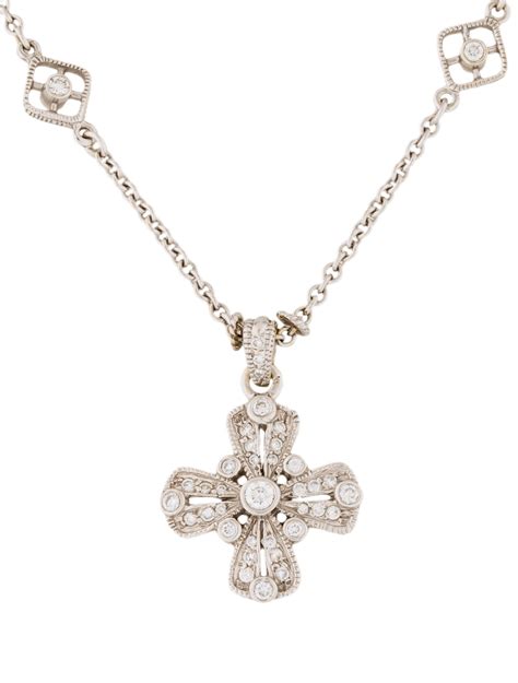 Judith Ripka 18k Diamond Cross Pendant Necklace Necklaces Jrk23436