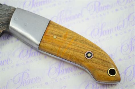 Full Scale Tang Damascus Steel Skinner Olive Wood Scales 3
