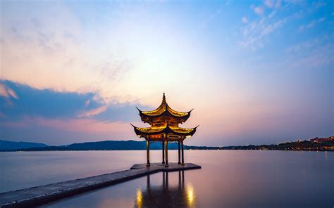 Download Wallpapers 4k West Lake Chinese Landmarks Hangzhou Xi Hu