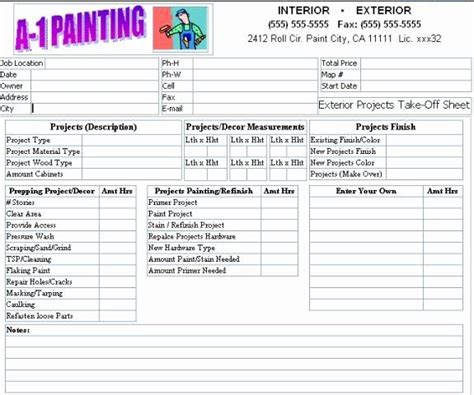 Free Painting Estimate form Template Awesome Lovely Exterior Paint