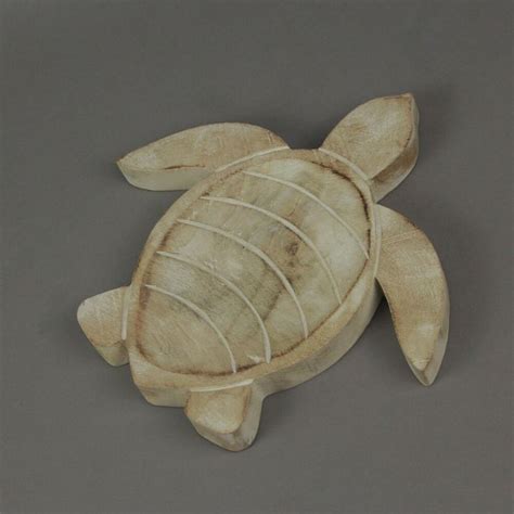 10 Inch Diameter Hand Carved Wooden Sea Turtle Decorative Bowl One Size