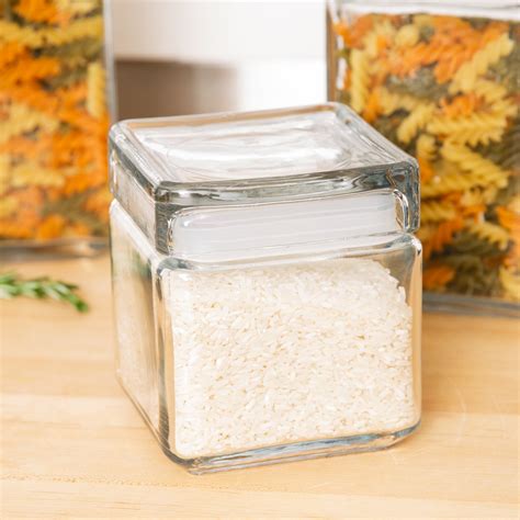 Anchor Hocking 85587r 1 Qt Clear Stackable Square Glass Jar 4case