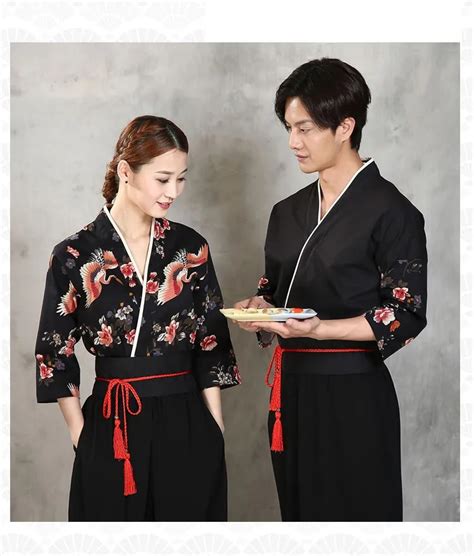 New Unisex Japanese Korea Style Medium Sleeve Cook Uniform Kimono Waiter Work Wear Chef Sushi