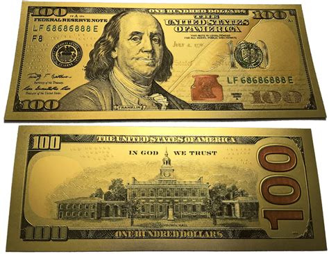 100 Franklin Colorized Gold Foil Polymer Replica Banknote Series 2009
