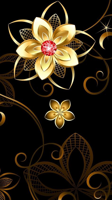 Gold Flower Wallpapers Top Free Gold Flower Backgrounds Wallpaperaccess