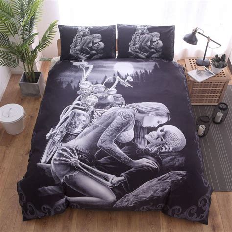 3d Skull Bedding Set Halloween Style Queen King Double Big Size Bed
