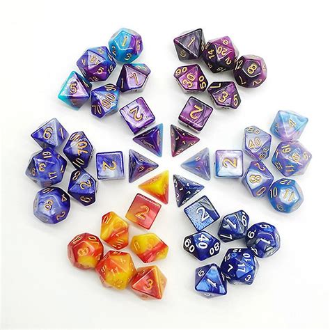 7pcs Set Duty Dice Glossed Color Colorful Solid Polyhedral With Numbers