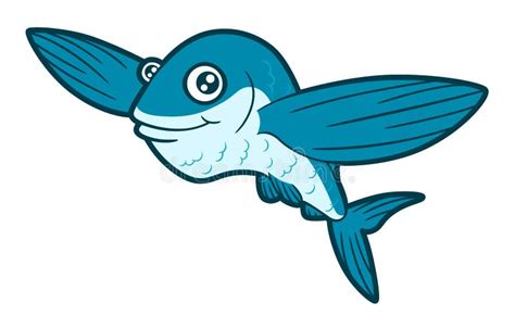 Sweet Cartoon Flying Fish Stock Vector Illustration Of Cheerful