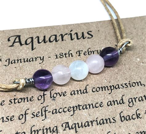 Aquarius Horoscope Bracelet Star Sign Bracelet Crystal Etsy