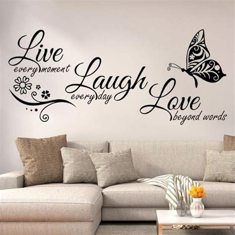 Live Laugh Love Quotes Butterfly Wall Art Stickers Living Room Decal