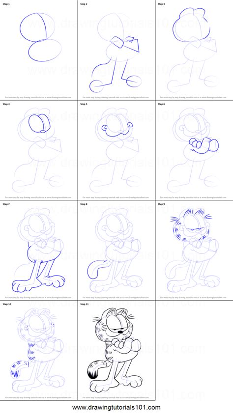 How To Draw Garfield Printable Step By Step Drawing Sheet