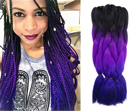 For some dark purple hair inspiration, just search #purplehair on instagram and see how many people are doing it. Purple Ombre Kanekalon Jumbo Braiding Hair Styles 24 ...