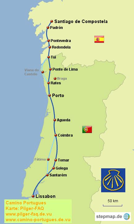 Stepmap Camino Portugues Landkarte Für Portugal