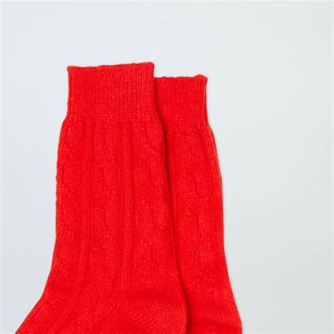 Red Cashmere Cable Bed Sock Brandalley