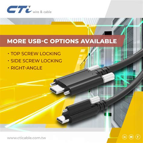 Two Types Of Screw Locking And Right Angle Usbc Cable Option News Cti Wire And Cable